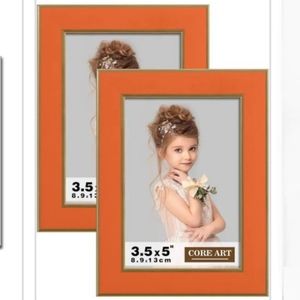 CORE ART 3.5x5" Orange Photo Picture Frames Set of 2 NEW